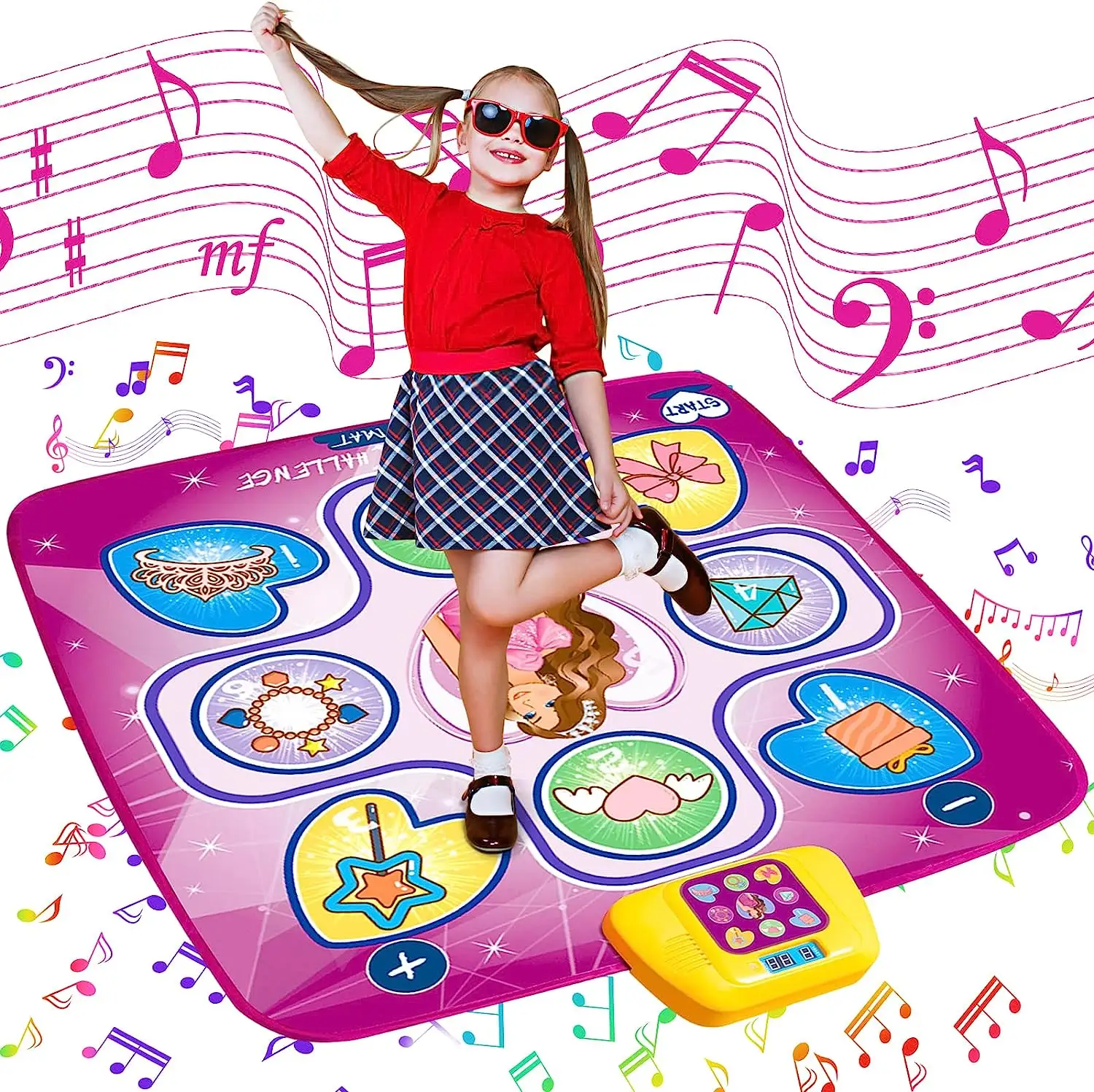 Tapis de danse électronique cadeaux jouets pour filles, 5 Modes de jeu Musical Dancing Play Light Up Mats, Baby Musical Mats