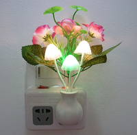 Lampu Malam Led, Lampu Malam Sensor Plum Lima Daun Romantis Led Bunga, Lampu Induksi untuk Dalam Ruangan
