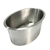 Baignoire ovale autoportante en acier inoxydable 304 AMHUS avec accoudoirs, pour bain froid thérapeutique et bien-être, idéale pour spa à domicile, hôtel/gîte, garantie 1 an
