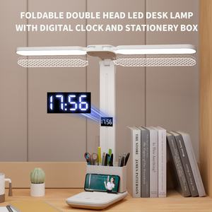 Lámpara de Escritorio LED de 2 Cabezas, USB, Regulable, Plegable, Recargable, con Reloj, Luz Nocturna para Lectura, Luz Inteligente - Product Image 3
