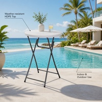 Table pliante en acier HDPE légère, résistante aux intempéries et aux UV, empilable, idéale pour les mariages en plein air, les hôtels et les petites salles de conférence