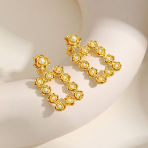 Pendientes de Perlas de Acero Inoxidable, Diseño Sencillo y Moderno, Estilo Europeo y Americano - Product Image 4