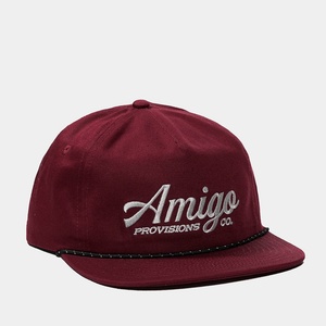 Gorra de Béisbol de 5 Paneles con Logotipo Personalizado OEM, Gorra de Algodón sin Estructura con Bordado, Visera Plana Rojo Oscuro con Cuerda - Product Image 5