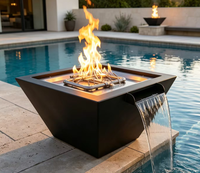 Brasero d'extérieur en acier Corten à tension universelle 110-230V avec finition rouillée écologique, durable, résistante à l'eau et au feu