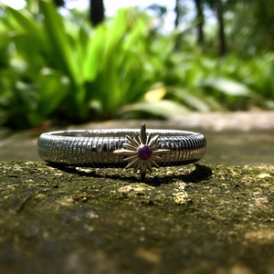 Fashion Bangle 316L Stainless Steel PVD Gold Plating Purple Stone Star Design <b>Bracelet</b> - Product Image 3