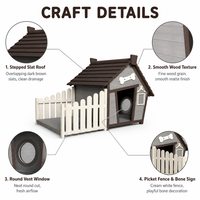 Nichoir en bois pour chien avec patio clôturé, abri extérieur, toit incliné résistant aux intempéries, cour ventilée pour petits chiens, logo personnalisé OEM