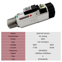 Moteur de broche CNC 220V/380V 12000-24000 tr/min BT30 ISO30 refroidi par air, 4 pôles, lubrifié par graisse, avec changeur d'outils automatique (ATC) 9kW