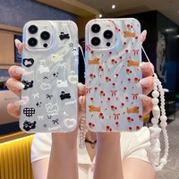 Nouveau Style en Stock : Coque de Téléphone Fille pour iPhone 17 16 15 14 avec Bracelet, Design IMD Mignon, Étui Mobile pour iPhone 13 12 11