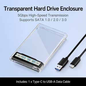 กล่องใส่ฮาร์ดดิสก์ SATA HDD SSD ขนาด 2.5 นิ้ว USB 3.1 Gen 2 Type C 5Gbps โปร่งใส พร้อมหน้าจอ LCD อัจฉริยะ - Product Image 5
