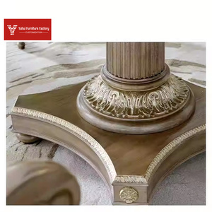 Mesa de Comedor Colonial de Madera Maciza con Incrustaciones de Madera Burl y Pedestal Acanalado para Uso en el Hogar - Product Image 3