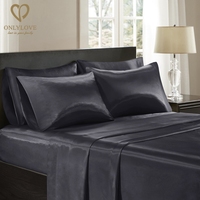 Ensemble de 4 draps et taies d'oreiller en satin tissé, poche profonde, luxe, soyeux, super doux, couleur unie, pour la maison, l'hôtel, l'hôpital