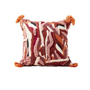 <b>Tufted</b> Boho <b>Cushion</b> <b>Cover</b> Indian Textiles H/L Handwoven Decorative Throw Pillow Luxury Cotton Non-Toxic Removable Washable - Product Image 1