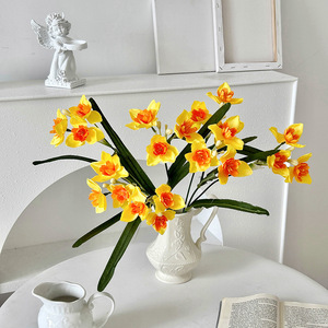 Flores Artificiales de Narciso, Ramo de Seda Blanco con Centro Amarillo, Decoración para el Hogar, Accesorios para Bodas, Arreglo de Primavera - Product Image 4