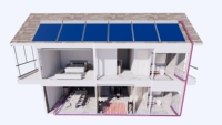 Chauffe-eau solaire intégré émaillé équilibré de 300L avec sortie inférieure à 25 degrés et collecteur à plaque plane pour salle de classe