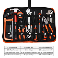 Kit d'outils à main pour la maison et le véhicule avec marteau à griffes, clé à molette réglable, tournevis, pinces, ruban à mesurer, ensemble d'outils de quincaillerie