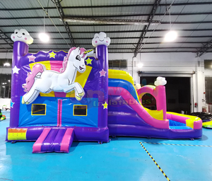 Bán Buôn Thương Mại Khổng Lồ Unicorn Nhảy Lâu Đài Bouncy Trượt Thoát Nhà Combo Inflatable Bouncer - Product Image 1
