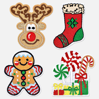 Patchs brodés à motifs de dessins animés : Flocon de neige, Père Noël, Canne de Noël, Bonhomme en pain d'épices, Joyeux Noël, à coudre ou thermocollants