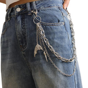 Cadena de cintura con colgante de doble capa con cabeza de pájaro y cola de pez, de plata tibetana, estilo casual, para pantalones. - Product Image 2