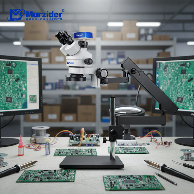 Murzider MSD205-C-4K Trinocular Stereo Microscope Wih 4K Camera for Quality Control and Laboratory Use