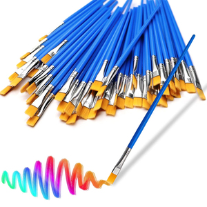 Pinceaux de peinture personnalisés pour enfants, manche en bois, en Nylon, bleu, pour <span class=keywords><strong>débutant</strong></span>, 8 pièces - Product Image 1