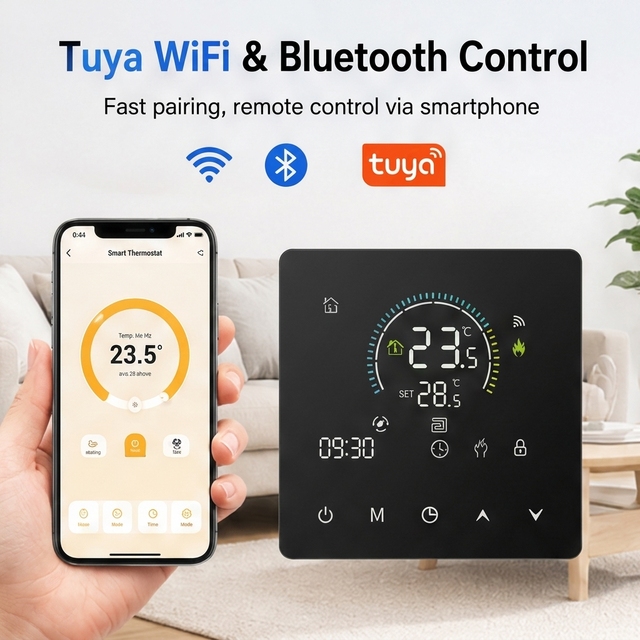 Smart WiFi Thermostat Touch Screen Programmable Temperature Controller for Floor Heating Fan Coil Unit Air Conditioner