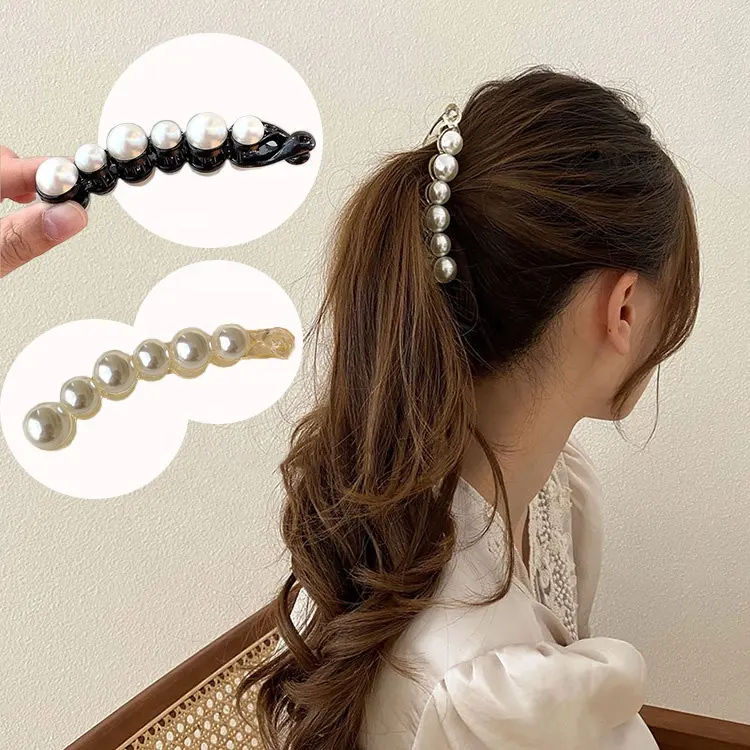 Fermagli per capelli a banana coreana di nuovo arrivo grandi artigli per capelli in acrilico perlato per accessori per capelli da donna