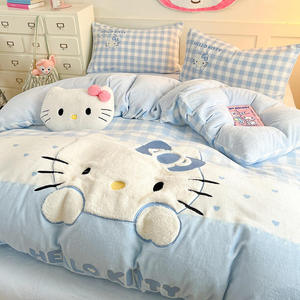 Ensemble <span class=keywords><strong>de</strong></span> literie en polaire brodée <span class=keywords><strong>de</strong></span> dessins animés mignons pour chambre <span class=keywords><strong>de</strong></span> <span class=keywords><strong>princesse</strong></span>, doux et chaud, décoration <span class=keywords><strong>de</strong></span> chambre d'enfant, 3 pièces, 4 pièces - Product Image 6