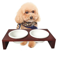 Bols personnalisables WDF OEM pour animaux de compagnie support en bois chien chat mangeoire surélevée en céramique bols pour chats mangeoire pour animaux de compagnie en bambou avec bol