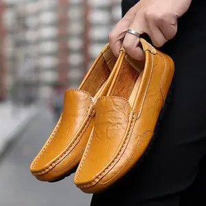 Groothandel Britse Comfortabele Handgemaakte Schoenen Beanie Schoenen Big Size 48 Heren Rijschoenen One Foot Loafers