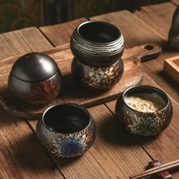 Créativité rétro sous glaçure céramique cuisson oursin sashimi bol nid d'oiseau tasse maison Restaurant ragoût bol d'oeufs avec couvercle