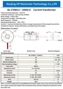 Transformador de Corriente NJXSE DL-CT08CL7 2000/1, Precio de Fábrica, Bobina CT 1A 5A 10A 30A 50A 100A 150A, Transformador de Corriente Toroidal - Product Image 3
