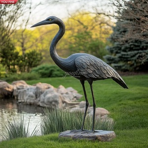 Escultura de patio al aire libre Estatua de garza de <span class=keywords><strong>metal</strong></span> Escultura de pájaro de bronce para la venta - Product Image 4