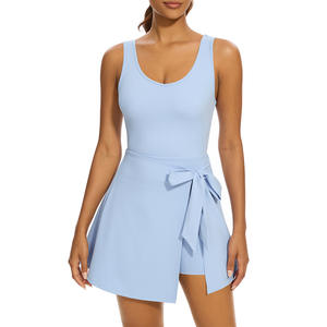 Damen High-Waist Slim Fit Polyester Tennis-Jumpsuit Sommer Shorts mit Bindegürtel Yoga-Shorts mit individuellem Logo und Stretch-Funktion für individuelle Teams - Product Image 1