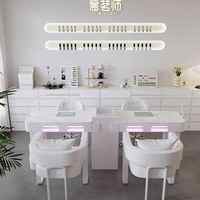 Ensemble de chaises de table de manucure double Mobilier de salon de beauté moderne Station de manucure de luxe avec éclairage LED