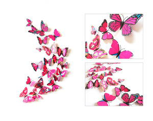 Set da 12 Pezzi di <span class=keywords><strong>Farfalle</strong></span> 3D Magnetiche Autoadesive <span class=keywords><strong>per</strong></span> Decorazione Casa, Feste e Matrimoni - Product Image 6