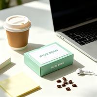 Boîte à grains de café rigide de qualité alimentaire, couleur ivoire, avec bande de déchirement à une seule traction, écologique, biodégradable, personnalisable, en carton blanc