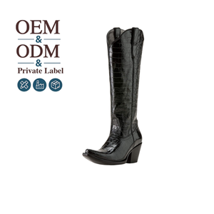 Botas Vaqueras CHENO OEM ODM Color Negro Intenso para Mujer, Ideales para Conciertos y Actuaciones, Estilo Moderno y Atrevido - Product Image 1