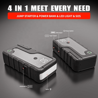 Nouvelle Pompe à Air Électrique Portable ABS avec Démarreur d'Urgence, Manomètre Numérique, Moniteur de Pression des Pneus et Lumière d'Urgence pour Voiture