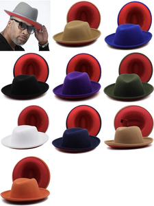 Custom Fashion Men Dress Fadora Hats 2022 New Two Tone Colour Bowler Homburg Trilby <b>Fedoras</b> Wholesale Sombrero <b>Fedora</b> Hats Men - Product Image 5