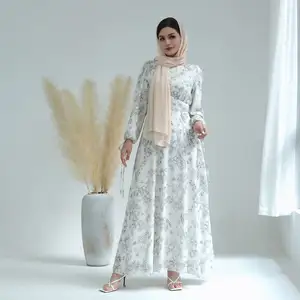 Source Factory Elegant Modest Chiffon Casual Dresses Islamic Clothing Summer Abaya Muslim Women's Dresses