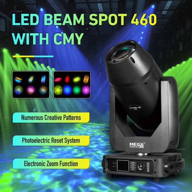 400W CMY CTO 3-in-1 White LED Moving Head Light Beam/Wash Hybrid 12 Fixed Gobos 8000K 26500 Lumens 6/8-Facet Prism DMX512