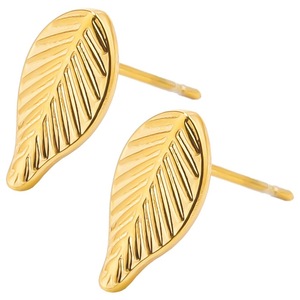 Gold Plated Stainless Steel <b>Stud</b> Earrings Nature Floral Leaf Butterfly Cherry Bow Pierced Jewelry - Product Image 5