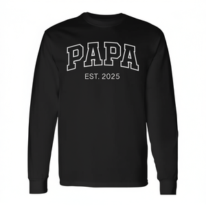 T-shirt à manches longues Papa Est 2025, cadeau pour papa qui devient père pour la première fois - Product Image 2