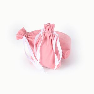 High Quality Packing Custom Logo Print Pouch Wholesale Drawstring Pink Velvet <b>Bag</b> for Wedding Gifts - Product Image 4