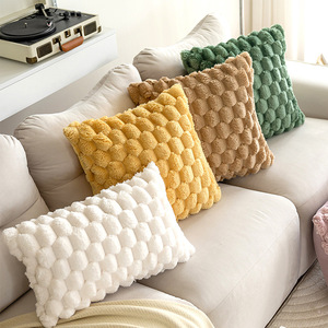 Venta al por mayor de fundas de cojín esponjosas de felpa fundas de cojín de terciopelo de lana de piel sintética suave para interiores fundas de almohada con <span class=keywords><strong>textura</strong></span> trasera de tortuga - Product Image 1