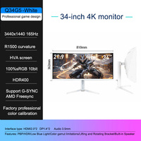 Monitor Gaming Lengkung 34-inci 4K 165Hz 21:9 HDR Cahaya Biru Rendah Komputer Desktop AMD FreeSync 1500R Curvature Panel HVA