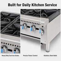 Kompor Gas Stainless Steel 6 Tungku 24 Inch untuk Restoran, Peralatan Masak Dapur Komersial