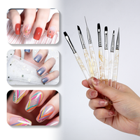 Nouveau design – Kit de pinceaux de peinture gel pour manucure, stylo de dessin, outil de design de salon, ensemble de 7 pinceaux à ongles avec manche en marbre acrylique