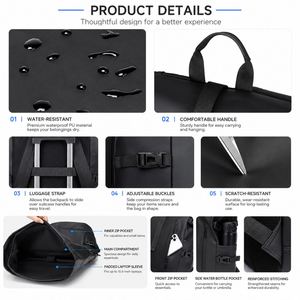 Wholesale Waterproof <b>Roll</b> Top Laptop <b>Backpack</b> Custom Logo Business Travel <b>Backpack</b> Large Capacity Outdoor Commuter <b>Backpack</b> - Product Image 3