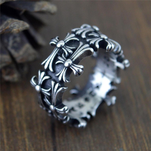 Hip Hop Retro Gothic Punk Double Cross <strong>Silver</strong> Open <strong>Adjustable</strong> Alloy Unisex Men Finger <strong>Rings</strong> - Product Image 6